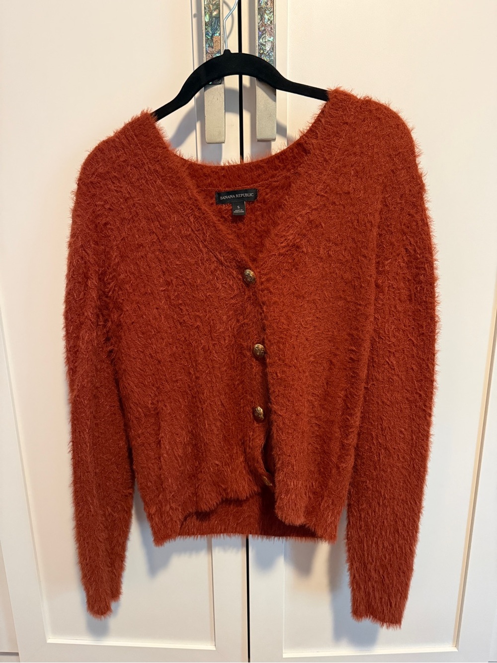 Banana Republic Rust Fuzzy Button-Front Women's Sweater